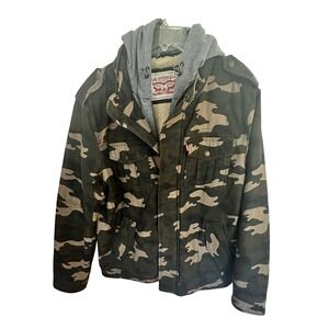 Levi's Field Jacket Mens Camo Sherpa Lined Hooded Military‎ Utility Coat
